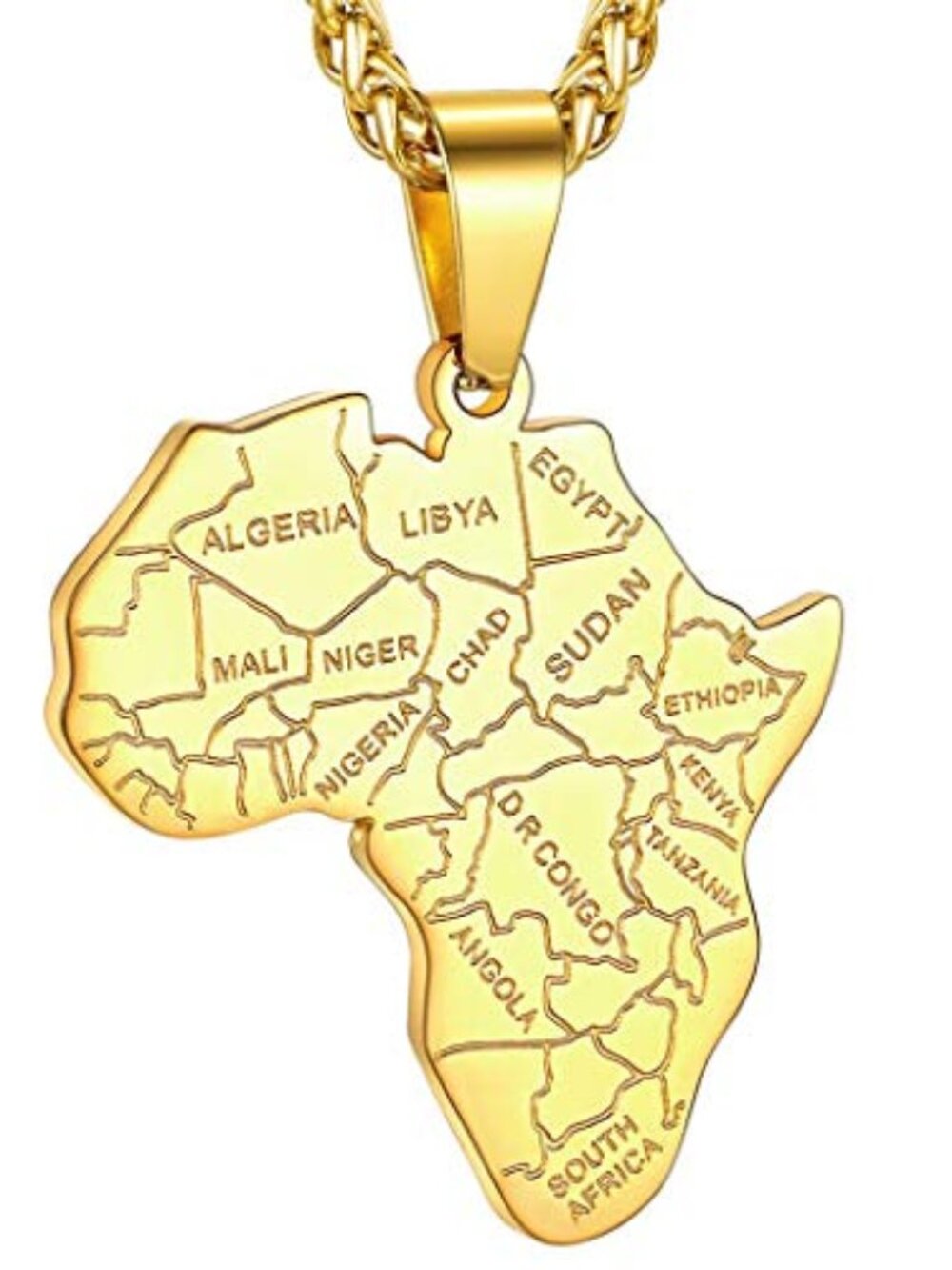New -‎ Africa Map Necklace for Men, Stainless Steel African Tribal/Egyptian Eye